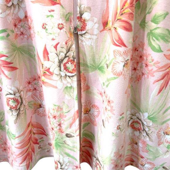 Miss Elaine Relax short sleeve zip Robe Medium pink floral pockets jersey NWT - Picture 7 of 12